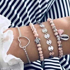 3/$30 💗 Round Stone Tassel Bracelet set